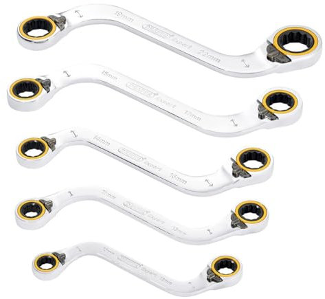 Draper 03947 Expert HI-TORQ Double Ring Ratchet S-Shape Spanner Set (5 Piece)