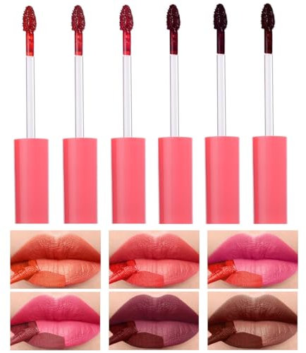 6 Colors Peel Off Mask Lip Gloss Set, Tattoo Magic Color Matte Natural Reveal Lip Stain Lip Tint, Waterproof Long Lasting Highly Pigmented Color Lip Gloss Lipstick Makeup for Women and Girls, Kit C