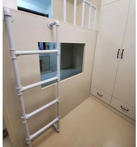 Échelle de sortie robuste pour fenêtre et lit superposé à 10 marches avec pédales souples pour enfants et adultes, blanc, 770 cm