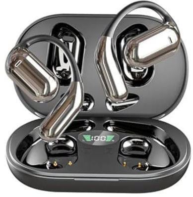 Bluetooth Earphones Wireless | Stereo Wireless Earbuds with LED Digital Display, Fast Type-C Charging | Premium Hi-Fi Sound & Dual Track Ear Buds - Black