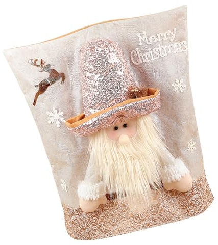 SANRLO Stuhlhussen mit Schneemann-Rentier-Weihnachtsmannmütze, weicher Flanell, Stuhlhussen für Weihnachten, Esszimmer, Verzierung