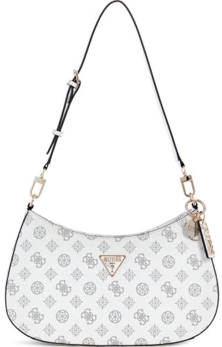 GUESS Noelle Top Zip Shoulder Bag White Logo