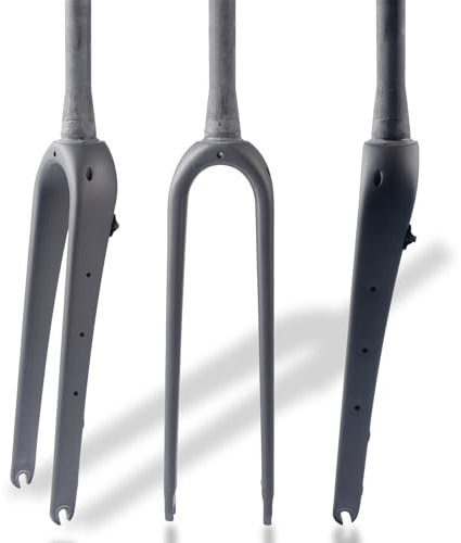 HZXQCVB 700C Forcella Rigida in Fibra di Carbonio Tubo Dritto/Conico da 1-1/8'' Sgancio Rapido 9 X100 Mm Freno A Disco Forcella per Bici da Strada Gravel(Matt Black,Tapered)