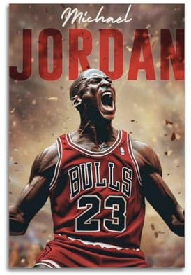 CUTYCUTY Poster mit Michael Jordan-Figur, Schauspieler-Poster, Pop-Musik, Sänger, Sportler, Poster, Zuhause, Wohnzimmer, Schlafzimmer, Büro, Leinwand, Gemälde, Druck, Dekoration, 30 x 45 cm,