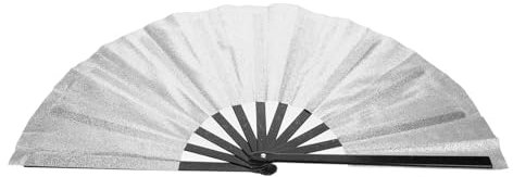 Zerodeko Glitter Fan with Fan Pocket Handheld Fan Hand Held Fan Hand Fan Portable Fan Fans Handheld Fan Hand Wedding Fans Plastic Silver