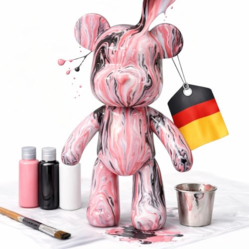 Worldwide Kit de bricolage Ours à peindre – Ensemble de peinture créatif pour adultes et enfants | Figurine d'ours incl. 3 couleurs, pinceaux et accessoires | Cadeau et décoration de la maison