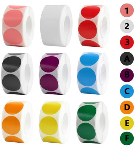 4500 Stück/9 Rollen Bunte Klebepunkte Bunt, 25mm Bunte Punkte Aufkleber Runde Aufkleber Punkte Farbig, Markierungspunkte Selbstklebende Sticker Rund Etiketten Klebeetiketten für DIY Büro Markieren