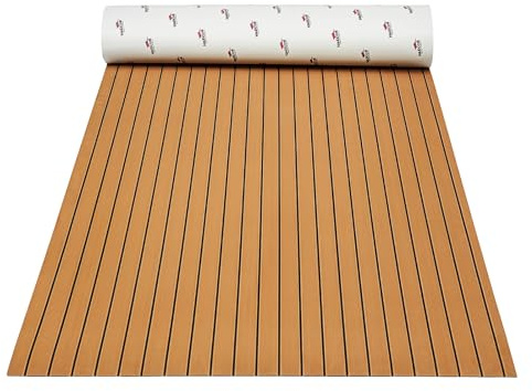 Nauticoat Eva Bootsbelag, Selbstklebender Eva Schaum Bootsbodenbelag, Rutschfester Teak Bootsbelag 240cm x 110cm/60cm für Deckboot, Jon-Boote, Wohnmobile und Schwimmbäder