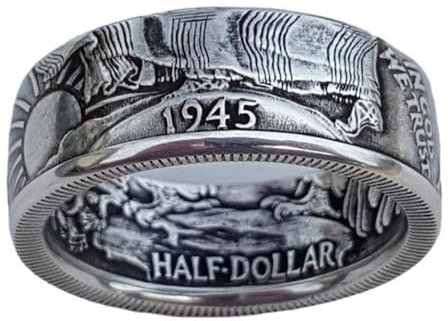 SLCHJX Antiker Münzring Hip Hop Punk Ring Unisex Trendy Ring Valentinstag Freizeit Urlaub Jubiläum Weihnacht Schmuck Schmuck