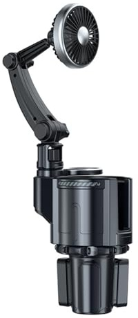 Hapivida Expander del supporto per tazza per auto, supporto per ventolala di raffreddimento per auto di 2in1 per ventolala a 3 velocità ventolala portatile con luce per bevande Bottiglie (L)