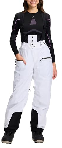 Pioneer Camp Pantaloni Sci Donna Con Bretelle 15000mm Impermeabile Antivento Salopette Neve,Ghetta Antineve Rimovibile e Tasche Imbottito Fodera Calda Pantaloni Snowboard Per Inverno Sport Aria Aperta
