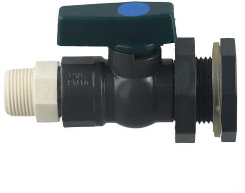 babominimer Wasserhahn 3/4 Zoll PVC Regenwasserbehälter Ventil mit Schottverschraubung und Schlauchadapter für Garten, Pool, Aquarium Einsatz (B)