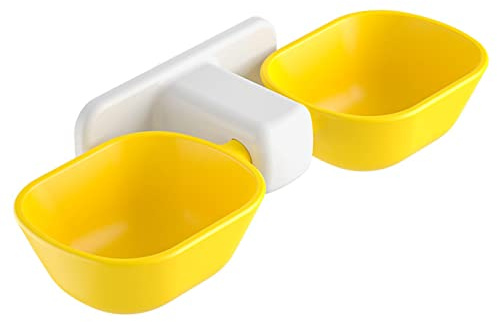 Tnfeeon Wall Mounted Adjustable Cat Bowls Set, Space-Saving Elevated Feeding Station with Separate Food and Water Bowls, Non-Marking Adhesive for Easy Installation, for Home Use (Yellow)