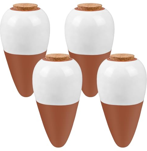 Confezione da 4 Mini Olla in Terracotta, Cono di Argilla da 320 ml, Irrigazione per Piante, Sistema di Irrigazione Automatico e Ecologico per Piante da Interno, Sistema di Irrigazione Naturale