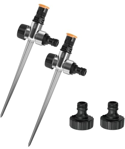 2Stuck Rasensprenger 360 Grad Bewässerungssystem Gartensprenger Automatische Garten Sprinkler Einstellbar Wassersprenger Gartensprinkler mit Schnellverbinder Sprinklersystem Beregner für Garten Rasen