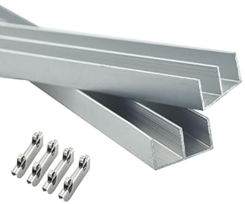 Rieles Puertas Correderas, Guia Puerta Corredera con Ruedas, Aleación de Aluminio, Apto para Armarios y Vitrinas(50cm/20in)