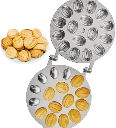 PetriStor Walnut Cookie Mold Pastry Oreshnitsa (Oresheki Nuts 16 Mold Skillet - USSR) Maker 16 Wells Griddle Nuts Mini by