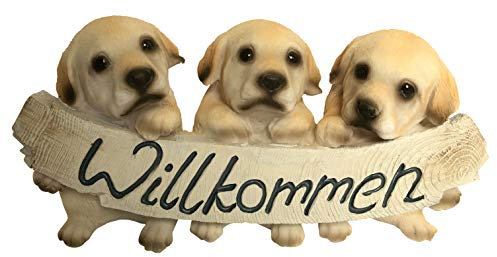 OF Verschiedene Gartenfiguren Willkommen Schild - Deko Figuren Hunde, Katzen, Erdmännchen, Mops, Bulldogge, Labrador (Labrador)