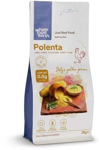 Wholefood Earth Polenta Maismehl - GMO frei - Vegan - Milchfrei - Ohne Zusatz von Zucker, 2 kg
