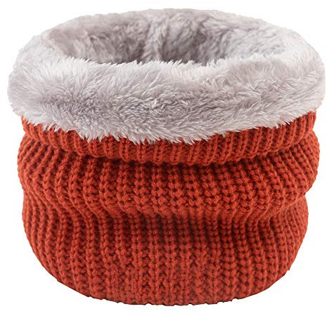 MoreChioce Damen Herren Winter Loop Schal, Warm Gestrickt Schlauchschal Unisex Elastisch Halswärmer Weich Fleecefutter Rundschal Loopschal Halstuch,Orange