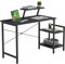 CubiCubi Small Computer Desk 100 x 50 cm Home Office Multipurpose Writing Desk with Extra Storage Rack and Moveable Shelf,Black