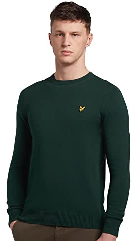 Lyle & Scott Mens Crew Knit Sweater Dark Green S