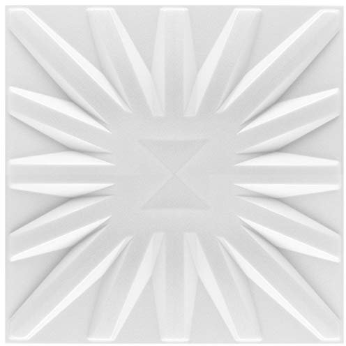 HEXIM 3D Wandpaneele, XPS Styropor weiß - 50x50cm Paneele Wandverkleidung (16qm Sun) Wohnzimmer Paneele fugenlose Deckenpaneele Küche