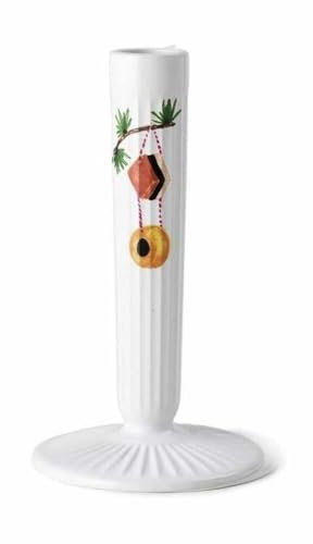 Kähler Kerzenständer H16 cm Hammershøi Christmas mit Aquarellmalerei, Weiss