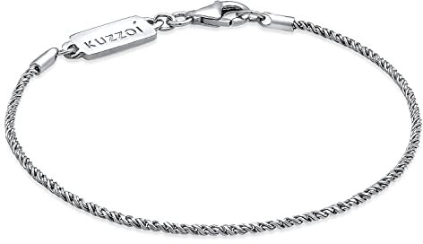 Kuzzoi Buddha Silber-Armband für Herren, Handgefertigtes Kordelarmband (2 mm) aus Echtem Massiven 925 Sterling Silber, Dezentes Gedrehtes Design mit Karabiner Länge 21 cm