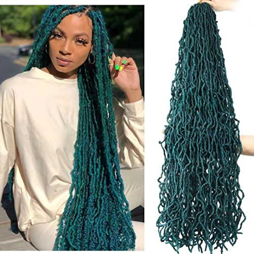 Layashow 36 pouces Soft Locs Crochet Cheveux Pré-Bouclés 6 Packs Super Long Faux Locs Crochet Tresses Goddess Locs Synthétique Cheveux pour Femmes Noires (M1B/DGREEN, 36 Pouces, 6 Pièces)