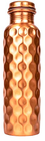 Toshali Bouteille d'eau O2 en cuivre Ayuvédique sans couture et antifuite de 963,9 g Fabriquée à la main avec la pure tradition azuvédique Bouteille de qualité supérieure pour le sport, le yoga,