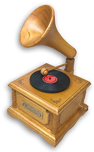 BinkeGG Braunes Spieldose Hölzernes Gramophon Uhrwerk Spieluhr mit Sankyo Musik Mechanismus (Option 60 Melodien) (Davy Jones (Pirates of the Caribbean))