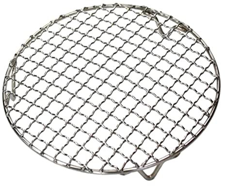 WINARA Round BBQ Grill Mesh, Stainless Steel Non Stick Reusable Fire Pit Grate Barbecue Mesh with Legs, Round Steaming Cooling Rack, Cooking Grill Tools Accessories(silver,20cm)