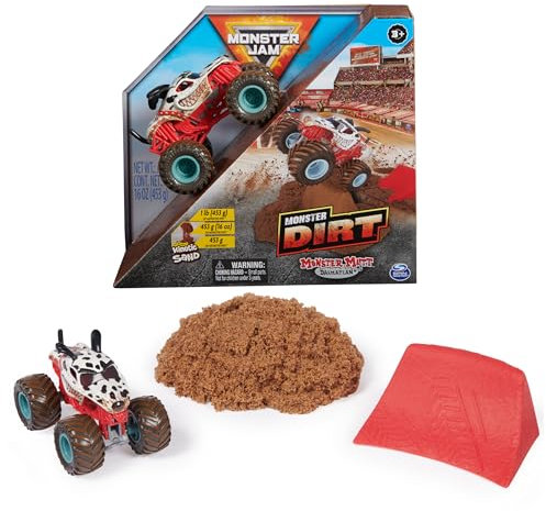 Monster Jam, Monster Mutt Monster Dirt Dalmatiner 0,5 kg mit offiziellem Druckguss-Monster-Truck im Maßstab 1:64, Spielzeug für Kinder ab 3 Jahren
