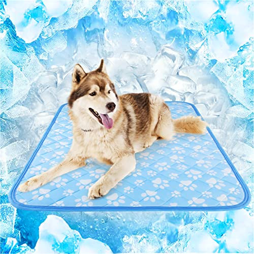 Rywell Thermochromic Dog Cooling Mat, Arc-Chill Cooling Mat for Dog Large 70x90CM [Q-Max＞0.5] Chew-Resistant Non-toxic Absorbent Reusable for Indoor Outdoor Kennel Crate Travel