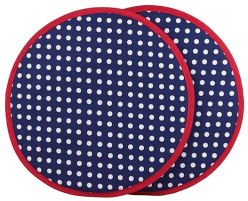 The Norfolk Sewing Company Hob Cover Betty Navy Blue with White Spots 37cm Chefs Pad AGA Compatible - Pair