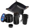 Herb Grinder Set, Spespo Gewürzmühle Schwarz Metall Zinklegierung 4-teilig 2.0 Zoll (5cm) Sternbildnenmuster mit Mini-Aschenbecher und versiegeltem Glas und Leder-Rolltablett