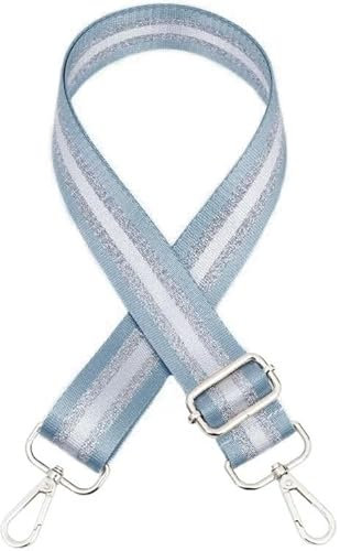Verstellbarer Schultergurt Länge 80-130cm, 3.8cm Breiter Taschengurt,Ersatz Gurt für Handtaschen,Schulterriemen mit Karabiner,DIY Taschenzubehör,für Umhängetaschen,Hellblaue Silberschnalle