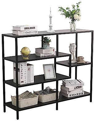 Regal Chicago M - Schwarz Metallregal für Wohnzimmer, Badezimmer, Büro oder Küche Mehrzweckregal, offenes Bücherregal, Raumteiler mit viel Stauraum.