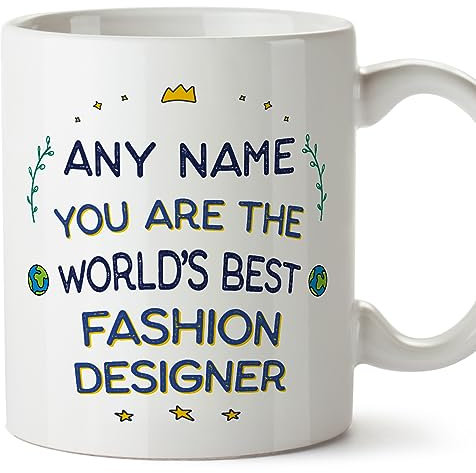 MUGFFINS Personalised Mug for Fashion Designer - in English - World's Best - Funny Custom Gift for Colleagues - Ceramic 11oz Mug