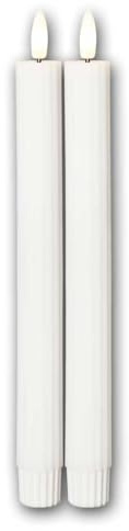 world-trading-net - 4er Set LED Stabkerzen STRIPE, Höhe 25cm, Durchmesser 2,1cm, Farbe weiß, Batteriebetrieb, Timer