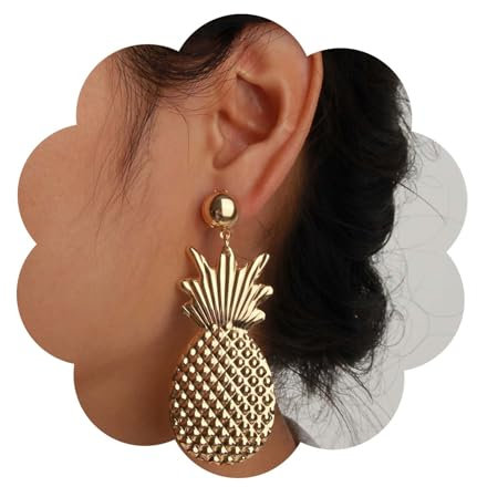 Yienate Niedliche Ananas Frucht Tropfen Ohrringe Lustig Große Goldene Ananas Baumeln Ohrringe Boho Aussage Kreativ Sommer Obst Thema Ananas Ohrringe Hawaiianischen Strand Ohrringe Schmuck Für Frauen
