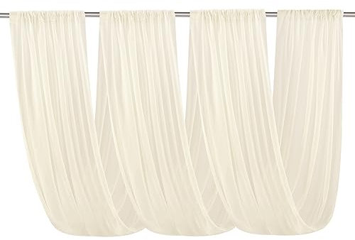 Yurosiay Tüllstoff Raumdekoration Raumbanner Hochzeits Chiffon-Vorhang Traubogen Chiffon-Stoff Hochzeits-Hintergrund für Party Geschenke Deko Basteln Fotografie-Hintergrund Champagner 150x600cm