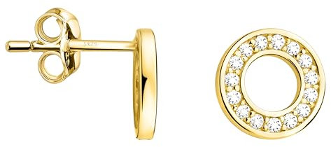 SOFIA MILANI - Damen Ohrringe 925 Silber - golden/vergoldet - mit Zirkonia Steinen - Kreis Rund Ohrstecker - E2446