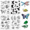 GLOBLELAND 4 Blatt Transparente Stempel Mit Insekten Und Blumenblättern Für Die Kartenherstellung - Schmetterlinge, Bienen, Silikonstempel Siegel Für DIY Scrapbooking
