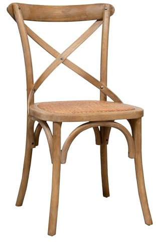 Biscottini Thonet Küchenstuhl (braun) 46 x 42 x 86 cm – Esszimmerstuhl – Shabby-Stuhl – Esszimmerstühle – Küchenstühle Cross