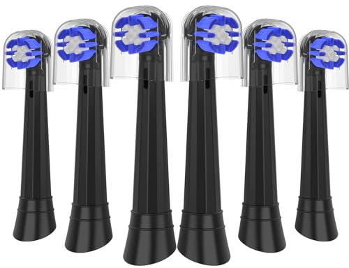 Aufsteckbürsten kompatibel mit Oral-B Zahnbürsten - Elektrische Bürstenköpfe kompatibel mit IO 3/4/5/6/7/8/9/10 Serie, mittlere Borsten, 6 Stück, Schwarz