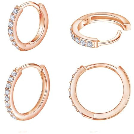 LICHUANUK 2 Paia Orecchini a Cerchio di Cartilagine Orecchini a Cerchio Piccoli in Acciaio Inox Anelli del Labbro del Naso per donna uomo,Oro rosa