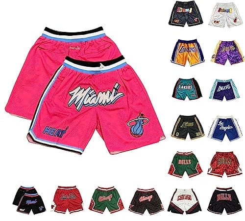 Short Basketball Homme Basket-Ball Fans Confortablement Élasticité D'entraînement Short Sport Homme avec Poche Short de Basketball Homme Short Basketball Short Homme Rose S
