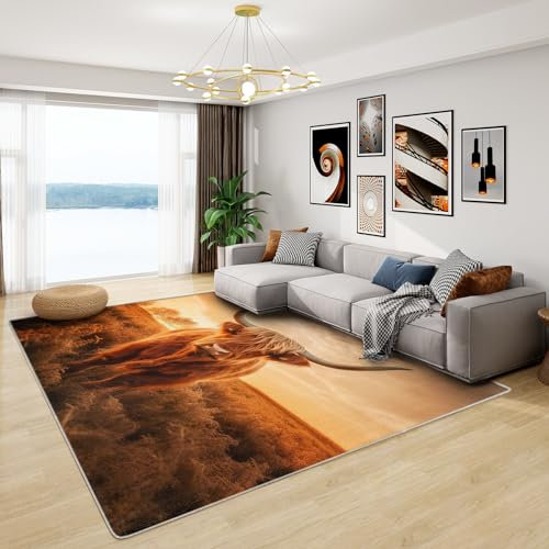 Hochlandrind Teppich - Teppich Wohnzimmer Schlafzimmer Bauernhoftiere, Kleiner Teppich Western, Weich Kurzflor & Waschbar & rutschfest Fussmatte Innen, Kinderteppich 60x90 cm